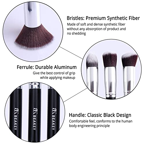 BEAKEY Diversity Makeup Brushes 12Pcs Makeup Kit, Premium Synthetic Kabuki Foundation Face Powder Concealers Eyeshadow Blush Brushes Makeup Brush