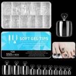 550Pcs Soft Gel Full Cover Toe Nail Tips,11 Sizes Gel Nail Tips Full Cover False Nail Artificial Nails with Case,Qiwey Frosted Gel Toe Nail Exten