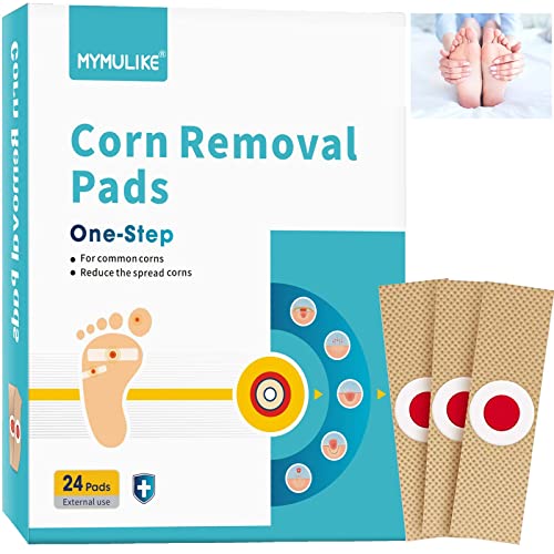 Corn Plasters, 24 Count MYMULIKE Corn Removal Pads Relief Corn Pain, Corn Cushions for Feet, Hand, Toe for Feet Care and Wart Remover Corn Pads F