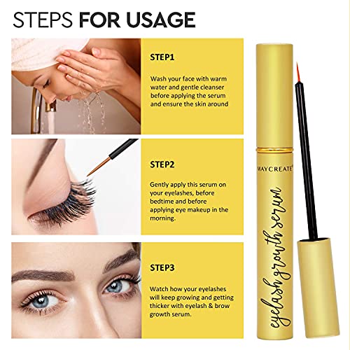 Maycreate Eyelash Growth Serum, Eyelash Growth Enhancer, Eyebrow Enhancer, Activate Eyelash Growth For Longer Thicke Lashes & Brows
