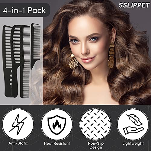 SLIPPET Hair Comb Styling Set 4 Pieces Fine Wide Tooth Comb Rat tail Comb Cutting Comb Parting Comb Anti Static Combs for men women dry wet hair