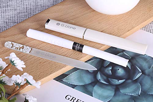 Premium Glass Nail File With Case – G.Liane Professional Crystal Fingernail Files Perfect Manicure Set For Women Men Kids Nail Care Gift Set (Ros