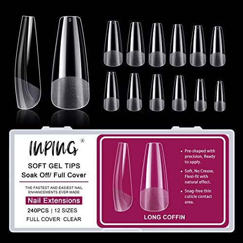 INPING Nail Glue, 6-In-1 Gel Nail Glue for Acrylic Nails Tips Extra Strong Nail False Nail Glue Artificial Bond Glue for Stick On Nails/Base Coat