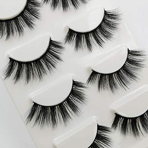 False Eyelashes, 3D Faux Mink Lashes Reusable Long Thick Eyelashes for Makeup Extension, 4 Pairs Hand-made Dramatic Fake Eye with Clip (G107)
