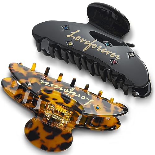 Big Hair Claw Clips Tortoise Shell Large Hair Claw Clips For Thick Hair,3.5 Inch Strong Hold Hair Jaw Clips Clamps For Women,2 Color Available(2