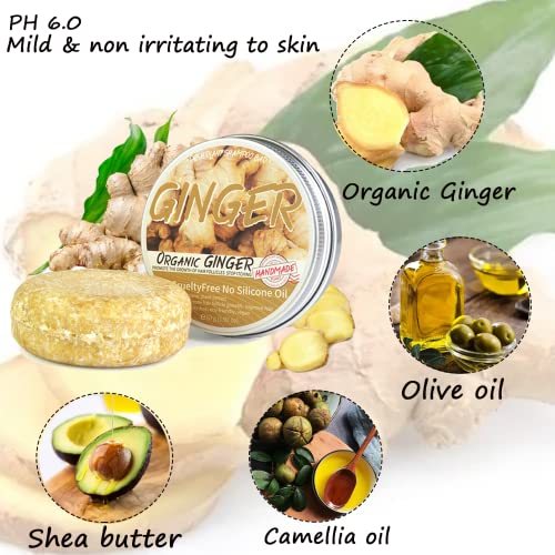 Ginger Hair Regrowth Shampoo Bar,Ginger Plant Shampoo Soap,Natural Organic Ginger Shampoo Bar, Anti Hair Loss, Anti Hair Frizzing,Anti Dandruff &