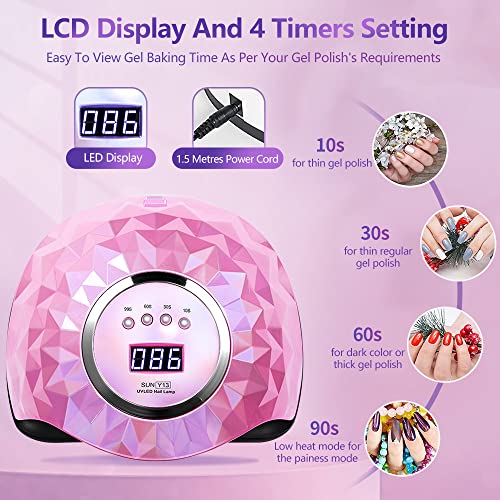 iBigLY 248W UV LED Nail Lamp, Faster Nail Dryer for Gel Nails Polish Curing Lamp with 60 Lamp Beads, 4 Timers, Auto Sensor, Home/Salon Nail Art U