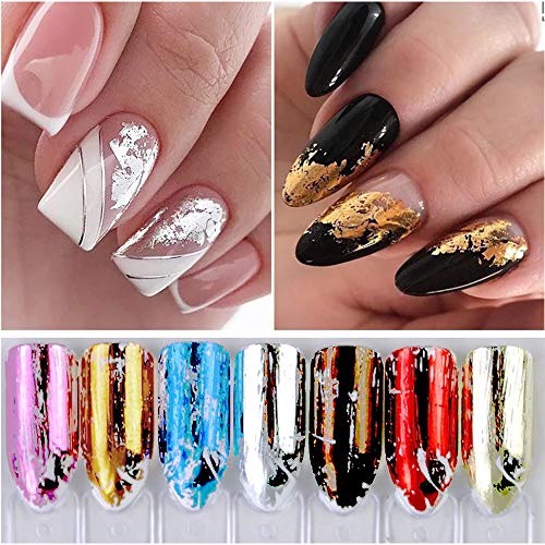 Nail Foil Stickers EBANKU 20 Rolls Holographic Nail Transfer Foil Sticker Nail Foil Adhesive Stickers Decals Gold Silver Nail Art Stickers for Wo