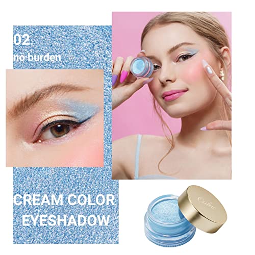 Oulac Shiny Light Blue Cream Eyeshadow, Can Be Used as Highlighter and Eyeshadow, Glitter Eyeshadow with Creamy Texture, Waterproof, Large Capaci