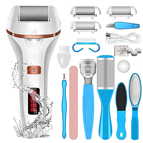 Electric Foot File Callus Remover, iToncs Professional Rechargeable Feet Callus Remover with 10 in 1 Foot Files Pedicure Kit Foot Care Tools for