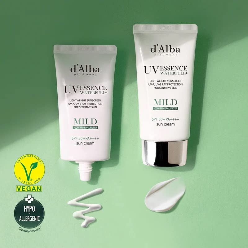 d'Alba Waterfull Mild Sun Cream 50ml Vegan Non-nano Mineral Mild Sunscreen For Sensitive Skin