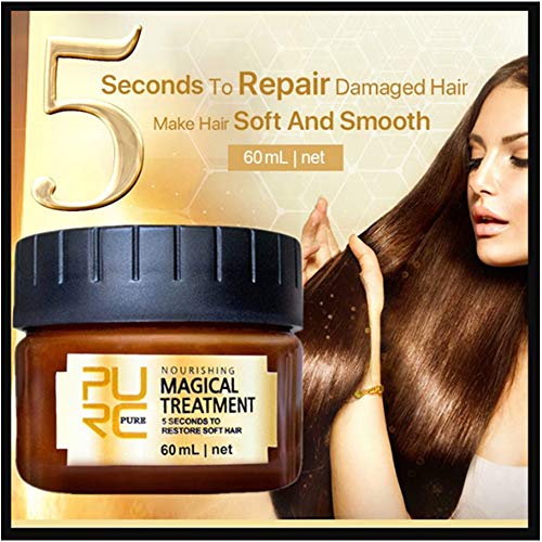 Glamza Pure Magical Hair Mask 60ml Keratin Argan Hair Treatment 5 Seconds Mask Root Repair Nourishing