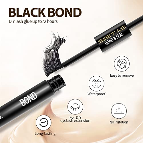 Lash Bond and Seal, Cluster Eyelash Glue for DIY Individual Eyelash Extensions,Super Strong Hold Cluster Lash Adhesive, Waterproof, Mascara Wand
