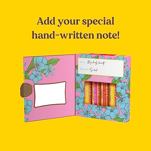 Burt's Bees Lip Balm Gift Set, Beeswax, Strawberry, Tropical Pineapple, Dragonfruit Lemon, In Full Bloom, 4x4.25g