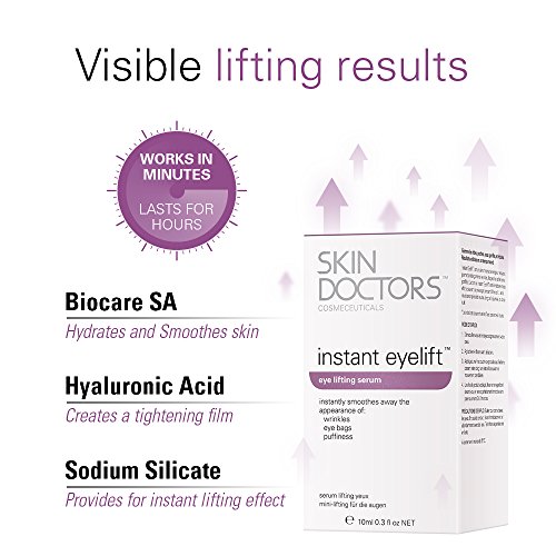 Skin Doctors Instant Eyelift, with Hyaluronic Acid, helps the appearance of wrinkles, eye bags, puffiness, and tightens the skin around the eye -