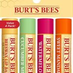 Burt's Bees Lip Balm Multipack, Lip Balm Set With Beeswax, Cucumber Mint, Watermelon, Sweet Mandarin, Freshly Picked, 4x4.25g