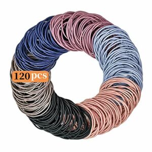 120 Pcs Elastic Hair Bands,2mm Hair Ties Ponytail Holders,Bulk Hair Ties No Metal Gentle Elastics Hair Bobbles for Women Girls (Multicolor)