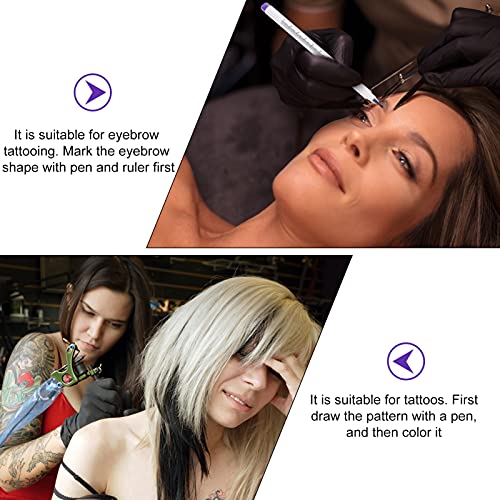 Lurrose 10Pcs Tattoo Marker Pens Tattoo Stencil Pen Waterproof Surgical Skin Marker with Paper Ruler for Skin Eyebrow Lips