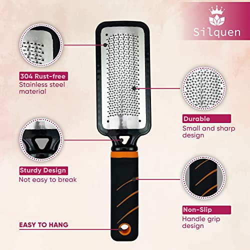 Silquen Professional Pedicure Foot Files for Hard Skin - Premium 3 in 1 Pedicure Foot File, Scrubber and Foot Scraper for Soft & Smooth Heels