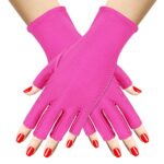 Sibba 1 Pair UV Gloves For Nails Art Light Protection Gel Polish Manicure Care Fingerless Moisturizing Hand Protector Tools Anti-Sun Women (Rose