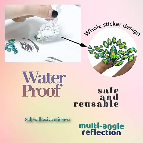 Face Gems For Festivals 8 Pcs Face Jewels Self-Adhesive Glitter Tattoo Sticker For Festivals,Parties,Carnivals Festival Accessories