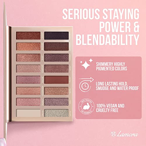Best Pro Eyeshadow Palette Makeup - Matte + Shimmer 16 Colors - Highly Pigmented - Professional Nudes Warm Natural Bronze Neutral Smoky Cosmetic