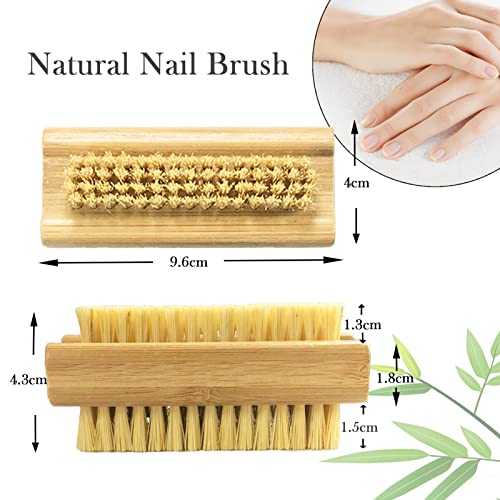 Double Side Bamboo Cleaning Nail Brush, Double Side Firm Nail Scrub Brushes for Men Women Manicure Pedicure (2 PCS)