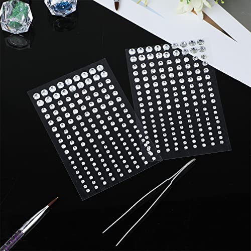 cobee Eye Face Gems,2 Sheets Face Jewels Rhinestones Crystals Stickers with Tweezer Self Adhesive Makeup Diamonds Stick on Face Gem for Women Par