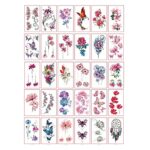 ATBEAMEN 30 Sheets Colorful Flowers,Butterfly Temporary Tattoos Women,Girls,Men, Fake Tattoos Temporary Girl,3D Extra Large Waterproof Sexy Flowe