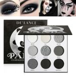 DE’LANCI PANDA Black Smokey Eyeshadow Palette Makeup,9 Colors Black Silver Gray White Eyeshadow Makeup Palette,Highly Pigmented Gothic Makeup Mat