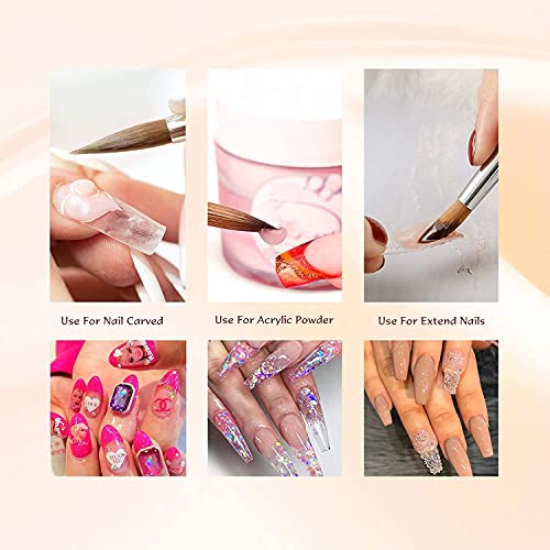 Aokitec Kolinsky Acrylic Nail Brush #12 Oval Crimped Sable Acrylic Brush for Nails Wood Nail Art Brush for Acrylic Application Manicure Tool