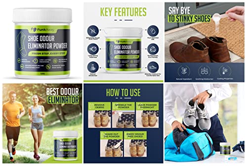 Shoe Odour Eliminator Powder | Leaves Smelly Shoes Fresh & Clean | | Long Lasting & Natural Odor Remover Formula | 100g