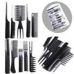PLASTIFIC 10Pcs Hairdressing Comb Set Hair Styling Pro Kit Professional Barber Salon Gift Black Colour Set - Portable Set Hair Care Style Accesso