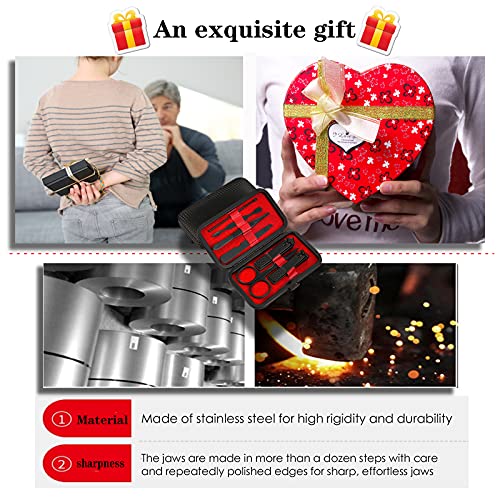 Professional Manicure Stainless Steel Set, 7 pcs Portable Nail Clippers Set, Pedicure Set, Eyebrow Grooming Kit, Nail Care Tools with Luxurious L