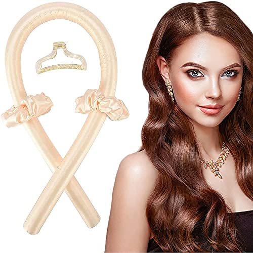 Heatless Curling Rod Headband,No Heat Wave Hair Curlers Styling Tools for Long Medium Hair Make Soft And Shiny (Pink)