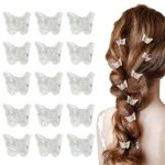 AOT 40 Pcs Butterfly Hair Clips, Non-Slip Mini Hair Clips for Girls Women, Clear White Cute Butterfly Hairpins for Medium Thick Hair, Mini Hair C