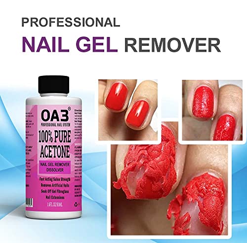 Pure Acetone Acrylic, Nail Polish, Nail Tip, Remover for UV/LED Gel Soak Off Nail Gel (50ML)