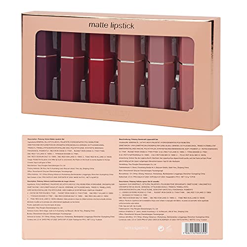 Matte Lipstick Set 6 Colors Nude Moisturizer Smooth Lipstick Long Lasting Waterproof Lipstick Makeup Gift Set