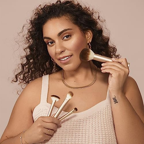 REAL TECHNIQUES Au Naturale Makeup Brush Kit, For Foundation, Powders, and Concealers, Premium Quality Face Brushes, 9 Piece Set, Gold
