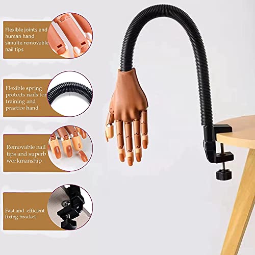 Upgrade Nail Training Hand, Professional Nail Art Hand, Practice Hand for Acrylic Nails, Adjustable Nail Practice Hand with 100PCS Practice Nail