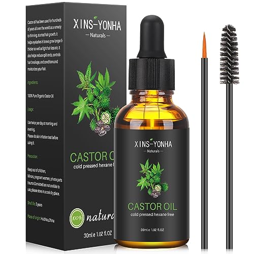 Castor Oil Hair Growth, Organic Castor Oil for Eyebrows Eyebrows Lash Nail, Hair Growth Serum Eyelash Growth Serum Pure Cold Pressed Lash Growth