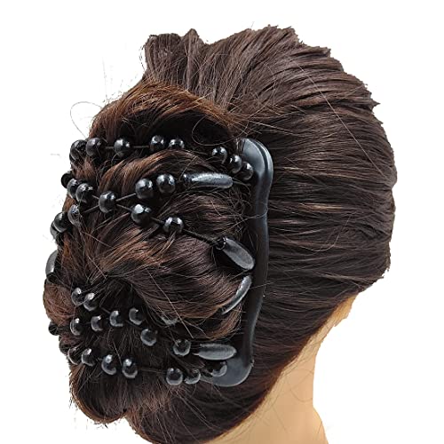 Beads Hair Combs Magic Elastic Hair Double Clips Magic Hair Comb Double Row Wooden Bead Hair Comb Stretchy Hair Comb Clip Hair Accessories for Gi