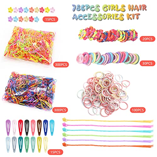 SPOKKI 786 Pcs Girl Hair Accessories Gift Set, Kids Hair Accessories Toddler Hair Accessories Hair Clips for Girls Children (785 PCS)