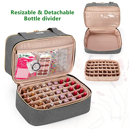 BAFASO Nail Polish Organiser Holds 40 Bottles (15ml - 0.5 fl.oz) and a Nail Lamp, Nail Polish Carrying Case with Manicure Tools Storage Sections