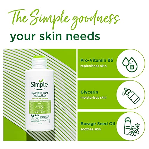 Simple Kind to Skin Hydrating Light Moisturiser UK’s #1 facial skin care brand* for 12-hour moisturisation 125 ml
