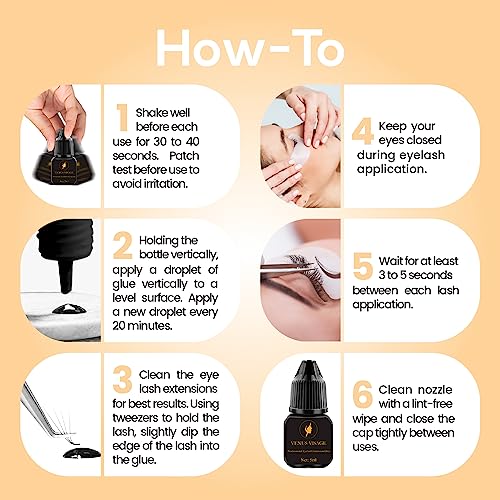 Eyelash Glue for Professional Lash Extensions - Extra Strong Lash Glue 5ml - 1-2 Sec Dry Time & 6-7 Weeks Bonding - Extra Black Lash Adhesive - L