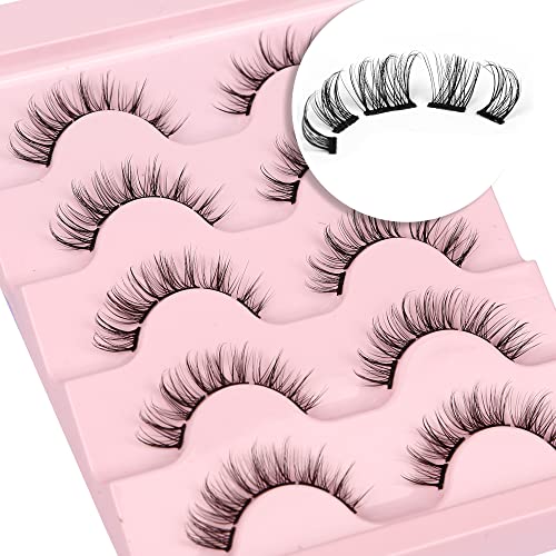 False Eyelashes Cluster D Curl Russian Strip Lash Natural Look Fluffy Wispy Individual Cat Eye Lashes DIY 50 Cluster Eyelashes Extension 3D Volum