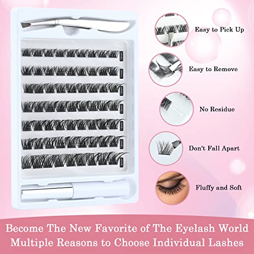 OBSGUMU Individual Lashes,7 Style Cluster Lashes,C CC D Curl 63 Clusters,DIY False Eyelashes Extensions Kit at Home,Soft Clusters Eyelash,With Cl