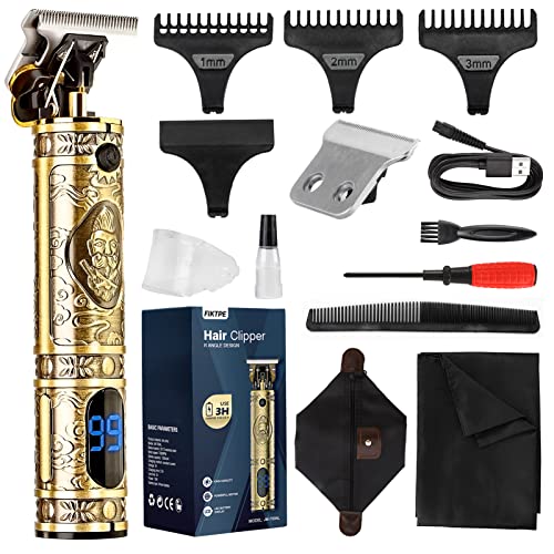 Hair Clippers Cordless Beard Trimmer Men Vintage T9 Fade Barber Machine Gold Zero Gap Electric Shape Up Professional Haircut with LCD USB Birthda