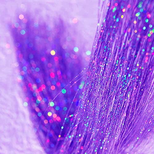 Hair Tinsel Extensions 250 Strads Fairy Holographic Sparkle Woman Hair Glitter Synthetic Tinsel Straight Hair Accessories for Women Girls Hair De